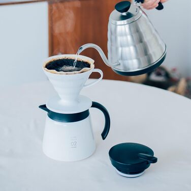 Чайник Hario V60-02, 600 мл, білий, нержавіюча сталь/пластик