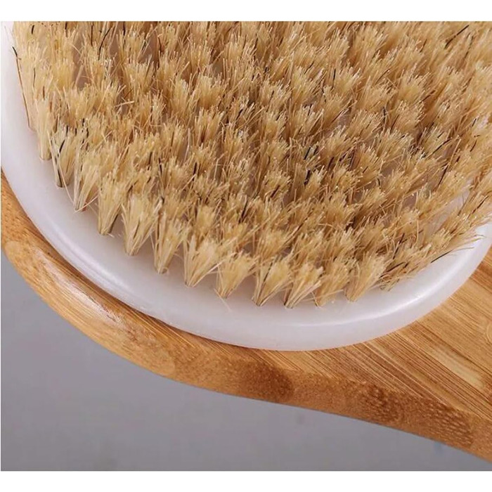 Bamboo bath brushes with long handle for women, boar bristles, bath and body brushes, back scrubber for the shower for men, 13 inches