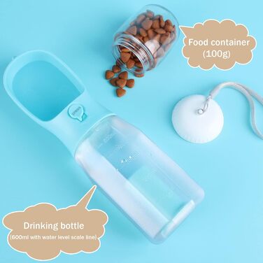 Турбунок для собак Zivacate 600 мл з контейнером для корму та пакетами для відходів - блакитний