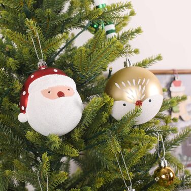 Набір прикрас на ялинку Alupssuc 65 шт. - ялинкові кулі, 4-14 см, пластик, для ялинки, святкування, вечірки, білий, золотий, червоний та зелений