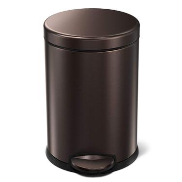 Сміттєвий відер-педаль simplehuman CW1853CB круглий, 4.5 л, для ванної кімнати, офісу та спальні, Темна бронза
