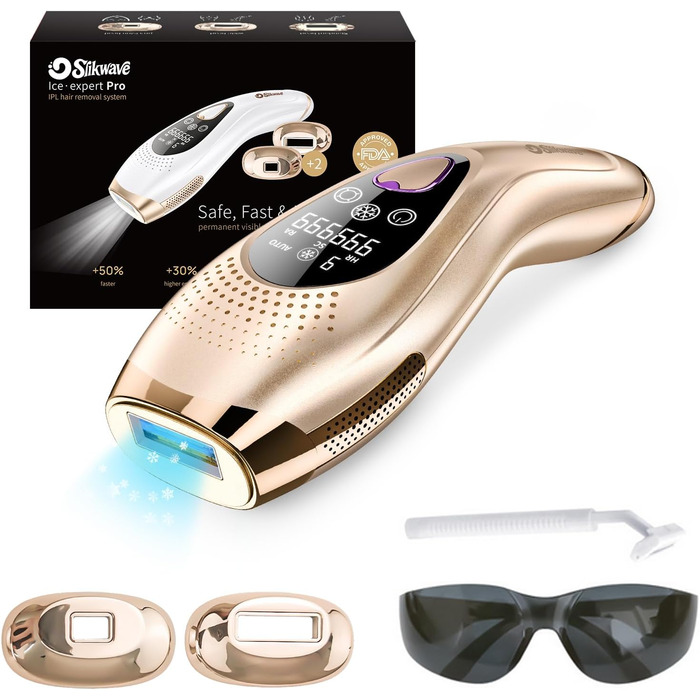 Пристрій для епіляції IPL з охолодженням 6°C, безболісна епіляція для тіла та обличчя, 999 900 імпульсів, 9 рівнів потужності, для тіла, обличчя, зони бікіні