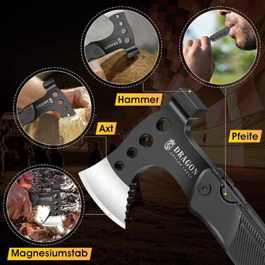 Camping Axe Hatchet, Outdoor Survival Multitool Small Axe, Aluminum Handle 15-in-1 Multifunction Tool with Hammer Saw Knife, mini tool - Gifts for Men