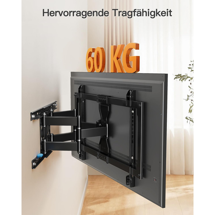 Настінне кріплення для телевізора ELIVED Ultra Slim 37-90 дюймів, поворотне, VESA 600x400, до 60 кг