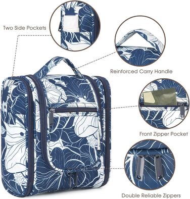 Косметичка для жінок та чоловіків Narwey Klein - дитяча косметичка для підвішування, чоловіча косметичка, валізка для косметики (Блакитний Лотос (Маленька)) A-Блакитний Лотос S