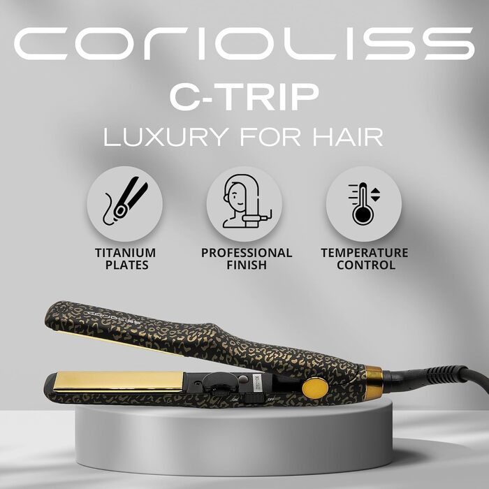 Випрямляч для волосся Corioliss C-Trip Titanium Leopard Gold з контролем температури для тонкого волосся
