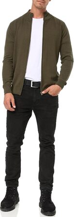 Кардиган чоловічий Indicode з м'якого трикотажу з коміром-стійкою, 80% бавовна, колір: Army