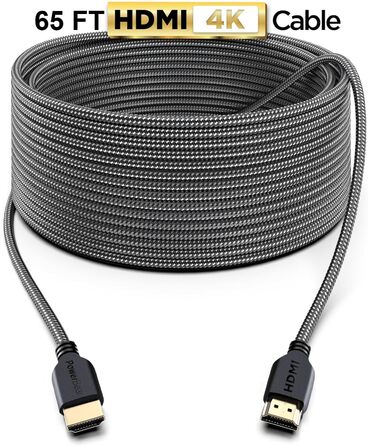 Кабель HDMI PowerBear: Висока швидкість, нейлонова обплітання, золоті конектори, 4K, 20 м