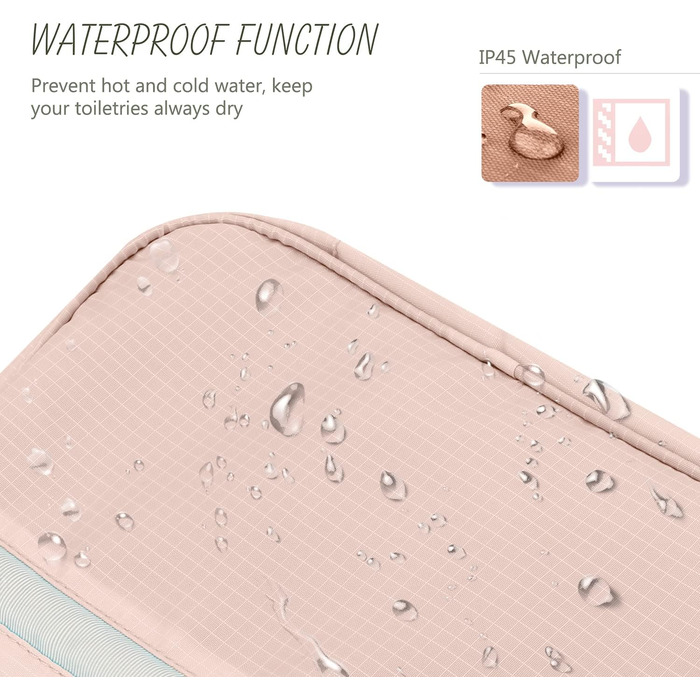 Сумка для косметики Maliton з підвішуванням, водонепроникна | Велика дорожня сумка для подорожей, ділових поїздок, спорту, плавання | Косметичка для жінок та чоловіків з 4 відділеннями, складна та компактна (Рожева)