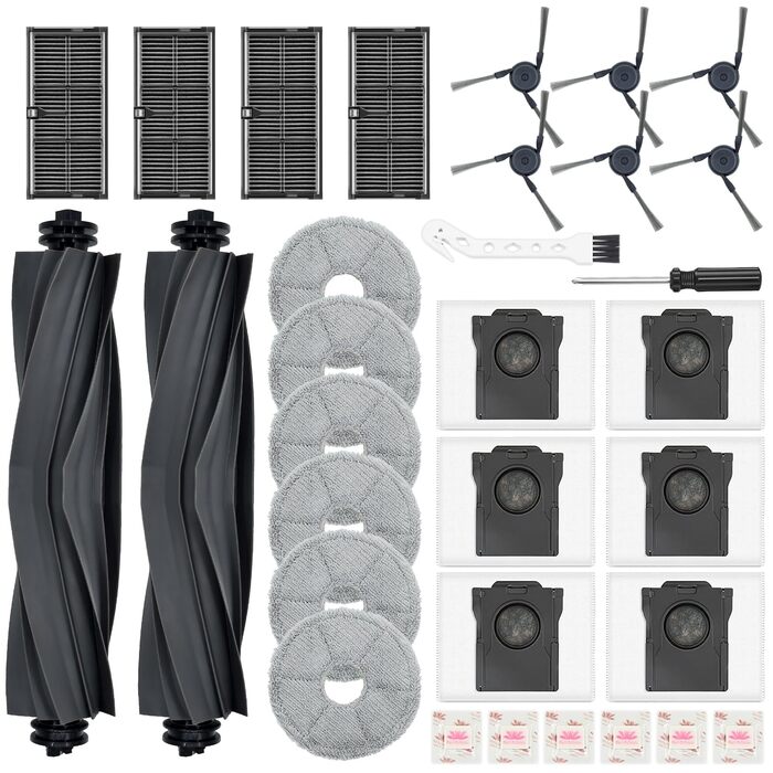 32 аксесуари Dreame L10s Ultra Gen 3/X40 Ultra: головні щітки, фільтри, серветки, бічні щітки, пилозбірники для Dreame/Mova