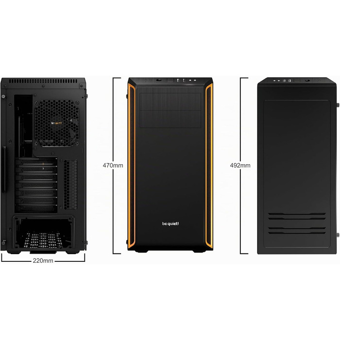 Корпус для ПК be quiet! Pure Base 600 Window Orange, 2 вентилятори Pure Wings 2, підтримка радіаторів до 360мм, загартоване скло
