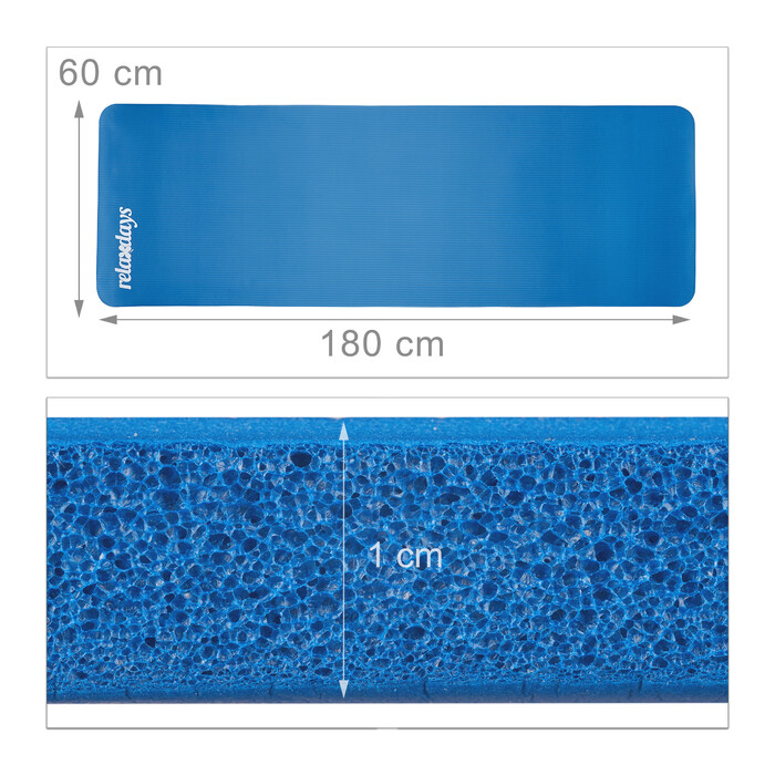 Relaxdays Yoga Mat, 1 cm thick, solid color