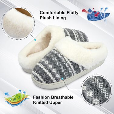 Тапочки домогосподарки AONEGOLD жіночі зимові теплі з плюшу, зручні, з пам'яттю форми, унісекс, для дому та вулиці, антиковзні (38/39 EU, сірі)