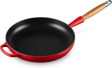 Сковорода Le Creuset Signature чавунна з дерев'яним ручками 28 см, колір вишня