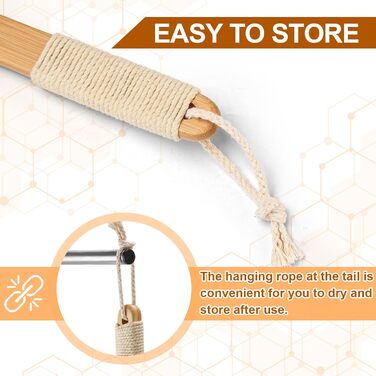 Бамбукова щітка для душу з вигнутим довгою ручкою, 42 см, скрабер для спини з натуральною щетиною, для чоловіків та жінок, пілінг для спини, мило для тіла для ванни або сухого пілінгу