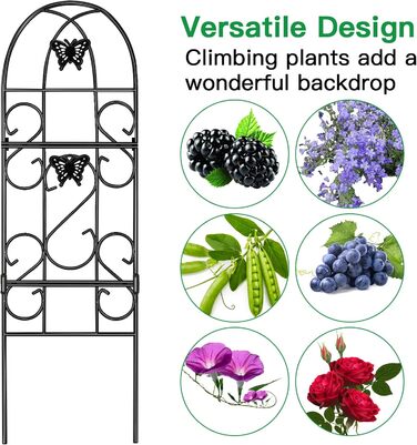 Amagabeli 2-Piece Garden Trellis Set, Metal, 152 x 46 cm, Rust-Proof Black Iron, Butterfly, Pot Vegetables, Flowers, Terrace, Metal Grids, Grid Panels for Ivy, Roses, Cucumbers, Clematis Supports