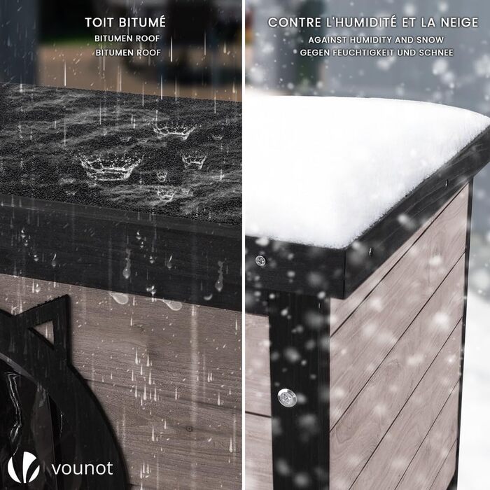 Будиночок для котів Vounot® з асфальтовим дахом, вулиця, 57 x 45 x 43 см (Сірий)