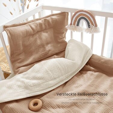 Постільна білизна для дитячого ліжечка Lulumoon з мусліну 100x135: комплект простирадла 100x135 + наволочка 40x60 см з бавовни Oeko-TEX Standard – легка та комфортна постільна білизна для малюків та дітей (муслін-колір, 100x135 см + 40x60 см)