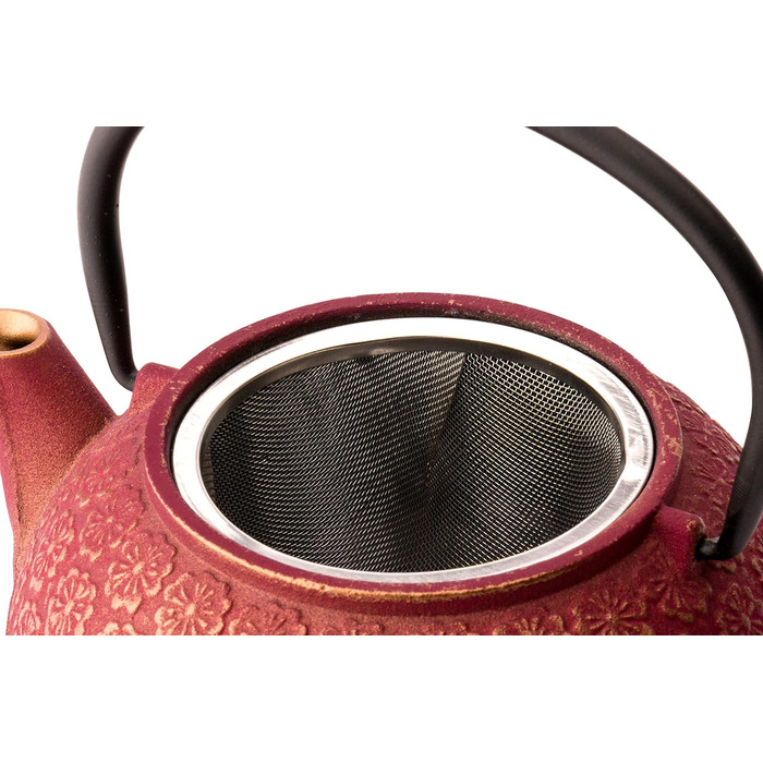 Bredemeijer Red Asian Cast Iron Teapot Set 0.6 Liter with 2 Cups