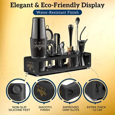 Prodigy Elite Mixology Set - 20-Piece Boston Cocktail Shaker Set with Stand | Stainless Steel Bar Accessories & Bonus Recipes