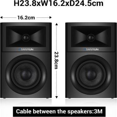 Акустичні колонки Sanyun SW203 4.0 - 60W, 4-Way, DSP, 3D звук, USB/Bluetooth 5.4, AUX, для студії (Пара, Червоний)
