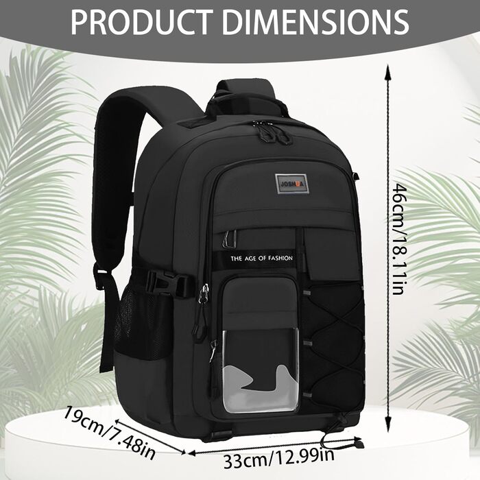 Чорний шкільний рюкзак для підлітків та дорослих: міцний, водонепроникний, для середньої школи та гімназії
