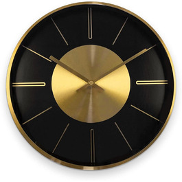 Modern Silent Aluminum Wall Clock 30 cm Diameter Without Ticking Sounds for Living Room, Bedroom and Office (Gold Aluminum)