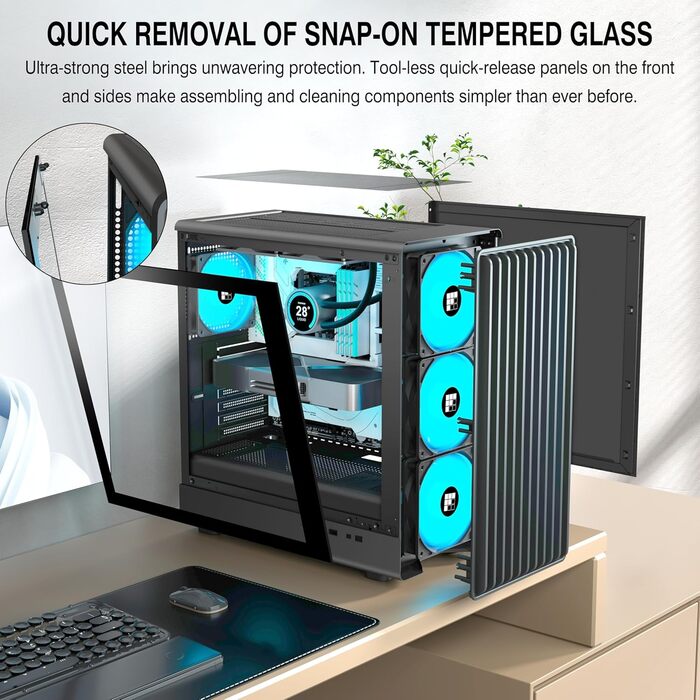 Корпус для ПК FOIFKIN K6: ігровий Mid-Tower з 6 PWM ARGB вентиляторами (3x140mm + 3x120mm) та Type-C (Чорний)