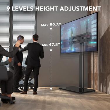 Adjustable Swivel TV Floor Stand for 27-65 inch Flat & Curved TVs - Universal White TV Stand (Supports up to 35kg)