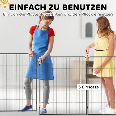 PawHut 2 шт. розширювальні панелі для огорожі для собак, 80 x 80 см, сталевий загін для цуценят та собак середніх розмірів, сірий (80 x 1,5 x 100 см)