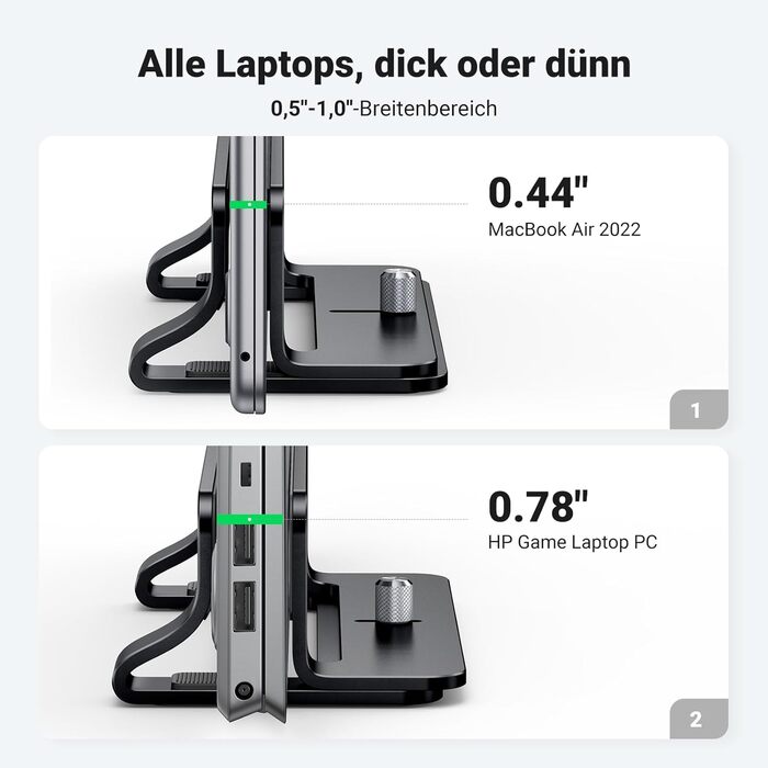 Підставка для ноутбука UGREEN з алюмінію, 3 слоти | Вертикальна підставка для MacBook, iPad, Huawei, Surface, Dell, HP | Чорний