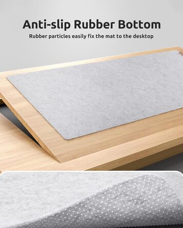 Килимок для столу YSAGi повстяний 90x40 см, антиковзкий, для миші та клавіатури, офіс/дім, світло-сірий