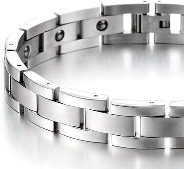 Чоловічий браслет зі сталі COOLSTEELANDBEYOND Zeitlos з магнітами, сріблястий колір, інструмент для зняття ланок у комплекті