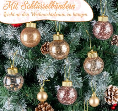 40 шт. прозорих новорічних кулі з кришкою, 6 см, 5 дизайнів всередині, пластикові кулі для ялинки, вікна, декор інтер'єру та екстер'єру (Рожевий)