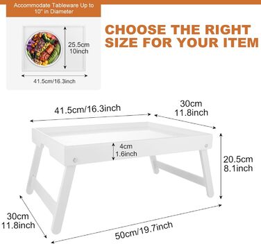 Бамбуковий столик для ліжка SHUESS з відкидними ніжками, 41,5 x 30 x 20,5 см. Ідеально для сніданку, роботи, сервірування та відпочинку на ліжку або дивані