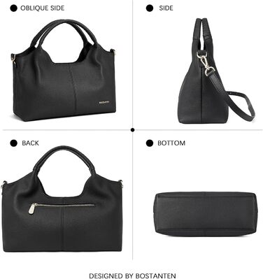 Сумка жіноча BOSTANTEN шкіряна шопер Hobo з ручкою та регульованим ременем, коричнева