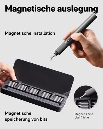 Набір викруток HOTO Feinmechaniker: електричний, магнітний, прецизійний. Для ремонту годинників, окулярів, телефонів, ПК. 170 об/хв, C4 × 28 мм