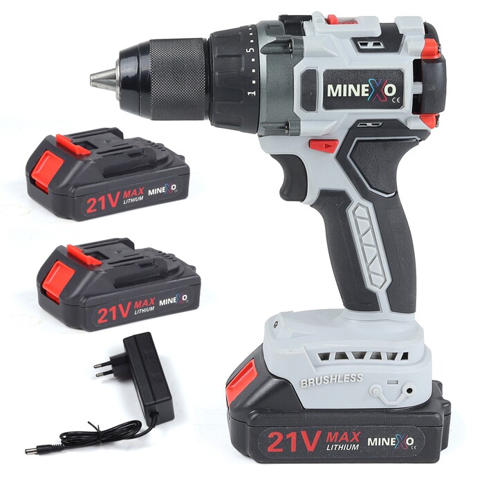 Акумуляторний шурупокрут Minexo 21V, сірий