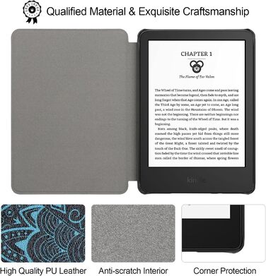 Чохол для Kindle 6' (11-го покоління) 2024/2022 (C2V2L3) - PU шкіра, захисний чохол з авто-сон/пробудження, Smart Cover, Löwenzahn (Блакитна квітка)