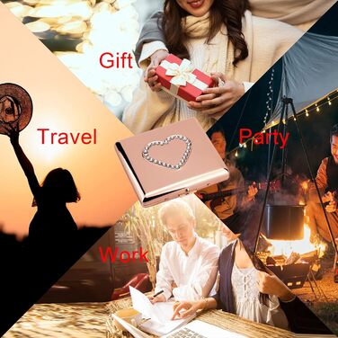 Металеве цукерничне пенал у формі серця Rosegold для 20 сигарет, 85's, подарунок на день народження/Новий рік