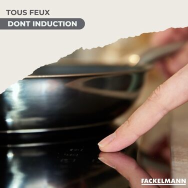 Набір сковорідок Fackelmann 9441450, 3 шт. (20, 24, 28 см), нержавіюча сталь 18/8, для всіх плит, Induktion, PFAS-free, сірий колір