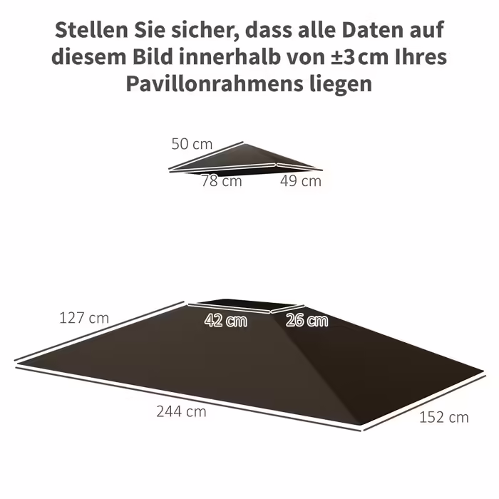 Outsunny Replacement Canopy for Gazebo 1.5m x 2.4m - Replacement Canopy Only, Double-Tiered Protective Cover, Water-Resistant Outdoor Canopy, Roof Suitable for Outdoor Grill Tent, Coffee | Aosom