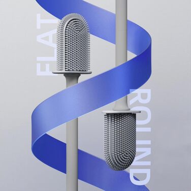 Силіконова щітка для унітазу Klobürste сірого кольору з кріпленням на стіну без свердління, швидковисихаючий тримач, настінний комплект