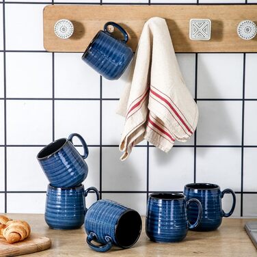 Набір кавових чашок Hasense, темно-сірий, 4 шт., 340 мл, з великою ручкою, для кави, чаю, молока, гарячого шоколаду, сумісні з мийкою та мікрохвильовою піччю