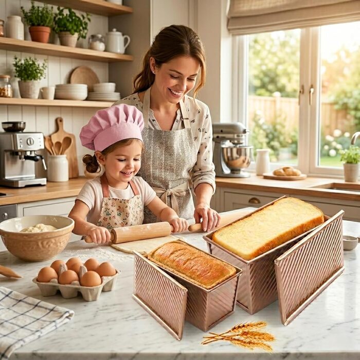 Форма для випічки хліба Toastbrot 2 шт (1000г + 450г) з кришкою, антипригарна, 32x12x12 см та 20.8x11.8x11 см