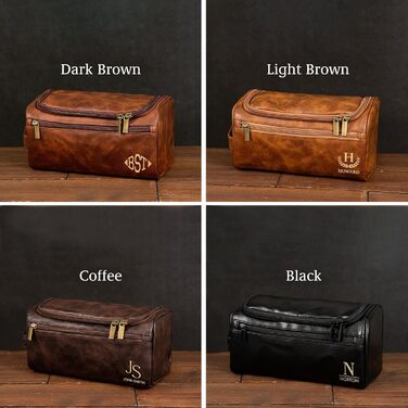 Чоловічий дорожній набір Kulturbeutel (2 шт.) з PU-шкіри, персоналізований, великий об'єм, подарунок на День батька, ювілей, День святого Валентина, бронзовий