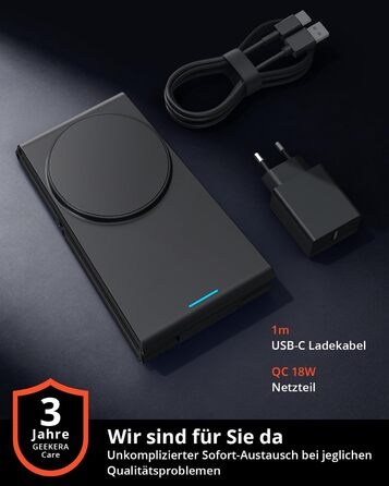 Зарядний пристрій 3-в-1 GEEKERA MagSafe для Apple Watch, iPhone (12-17) та AirPods, індуктивне зарядне, чорний матовий