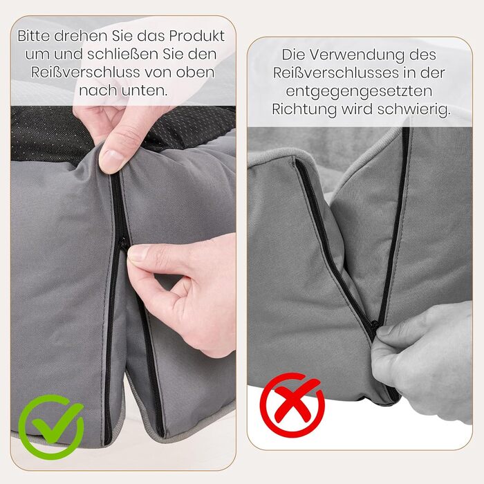 Лежанка для собак Dogat, 76x63 см, сіра, з фетру, з блискавкою, для собак малого, середнього та великого розміру