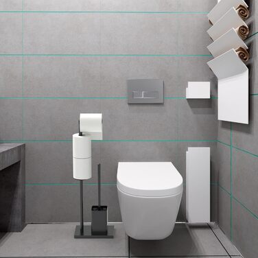 Тримач туалетного паперу з щіткою YUET з нержавіючої сталі, чорний | Набір для ванної кімнати