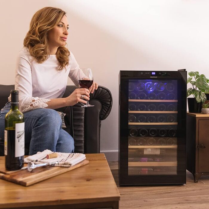 Cecotec Bolero GrandSommelier 36000 Wine Cooler - 95 Liter, Compressor, Touch Control, LED, Black - 36 Bottles